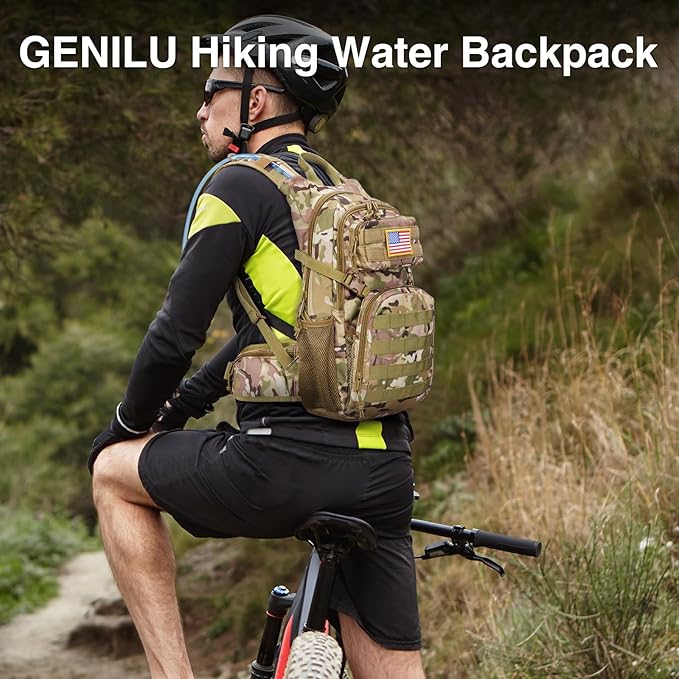 22L Tactical Hydration Backpack with 3L Water Bladder, Lightweight Molle Water Bag for Men Women, Hiking Hydration Pack for Cycling Running Biking Hunting, Daypack with Waist Pocket, Camo