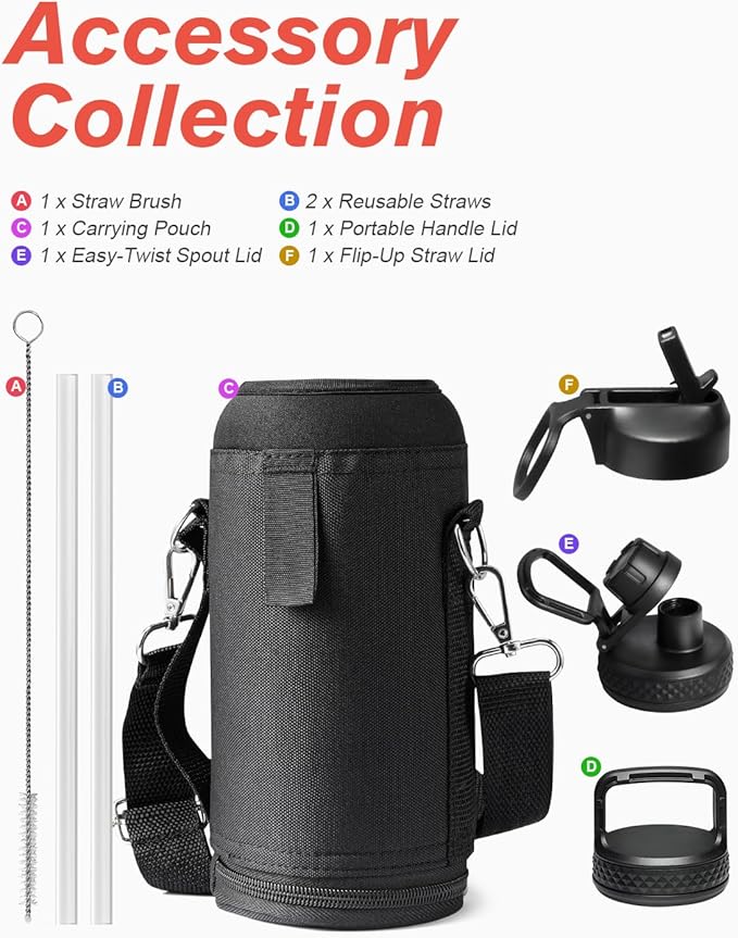 32 oz Insulated Water Bottle with Straw&3 Lids, Coolflask Stainless Steel Metal Flask Wide Mouth for Sports or Office, Non-BPA Keep Cold Up to 48 Hrs or Hot Up to 24 Hrs, Bubblegum Princess