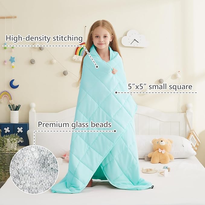 L'AGRATY Weighted Blanket - 40"x60" 7lbs Cooling Breathable Weighted Blanket Microfiber Material with Glass Beads