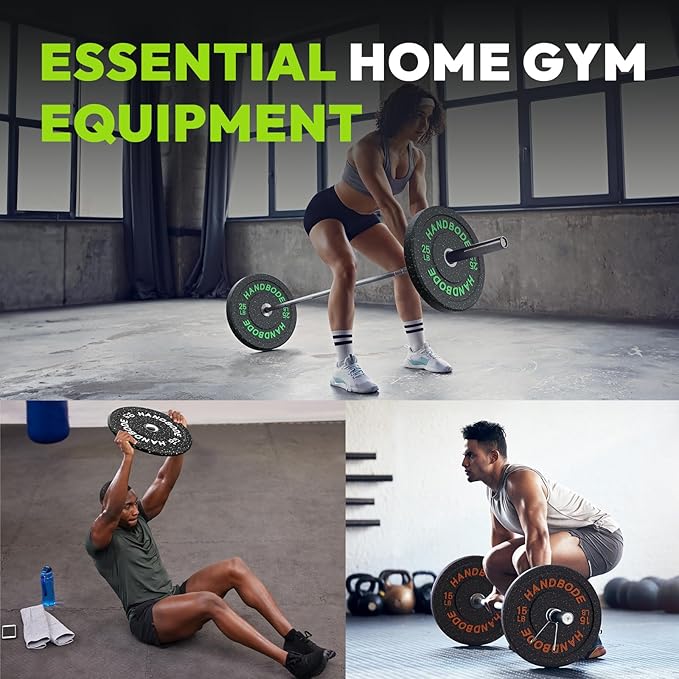 2-Inch Bumper Plates High Bounce, Olympic Weight Plate Set 45/100/160/190/260/300lb, Barbell Weight Plates Set for Home Gym, Colored Weights Rubber Strength Training Plate for Weight Lifting