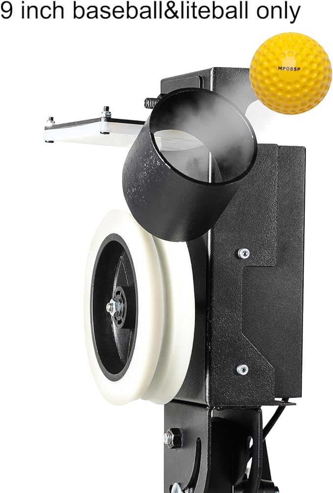 Lite 9” Baseball Pitching Machine - Adjustable Speed & Angle,45MPH Lightweight & Portable, Perfect for Hitting and Fielding Training