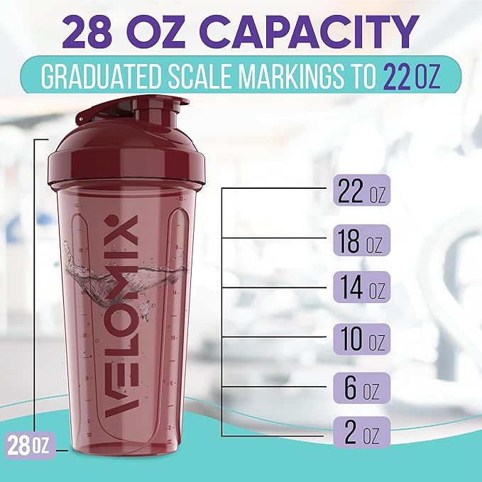 '-4 PACK- 28 oz Protein Shaker Bottle for Protein Mixes - 4x Wire Whisk | Leak Proof Shaker Cups for Protein Shakes | Protein Shaker Bottle Pack | Protein Shake Cup (Burgundy Pack)