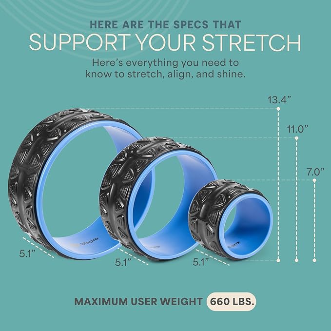 Lifepro Yoga Wheel Set for Shoulder & Neck Pain Relief, Back Alignment & Stretching, Roller for Popping, Cracking, and Stretching, Exercise Roller for Pain Relief and Flexibility