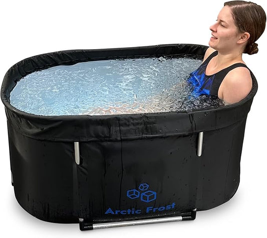 Large Oval Professional Ice Bath Tub-90 Gallon Inflatable Cold Plunge- Portable Lightweight Easy to Set Up for Full Cold Water Immersion, Faster Recovery (Black, Large Ice Bath (43x24x22))