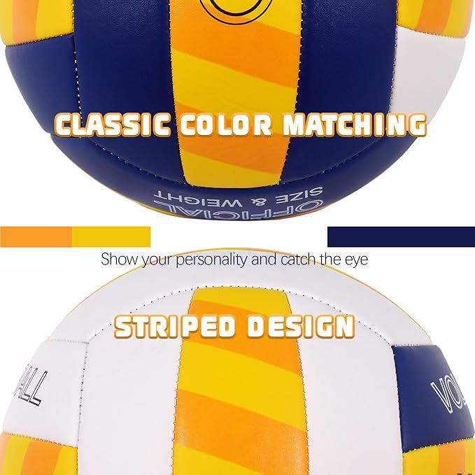 KUYOTQ Official Size 5 in&Outdoor Beach Volleyball,3MM Thickened Surface Soft Leather Youth Womens Mens Volleyball for Game Gym Training(Deflated)
