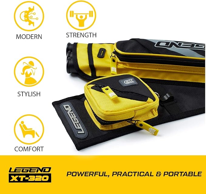 LEGEND XT320 Archery Quivers - Nylon Hip Quivers with 3 Arrow Tube Cases for Target Shooting - Adjustable Waist Belt, T-Slot, Storage Compartments for Accessories, Gear, Tools, Release Tab, Score Card