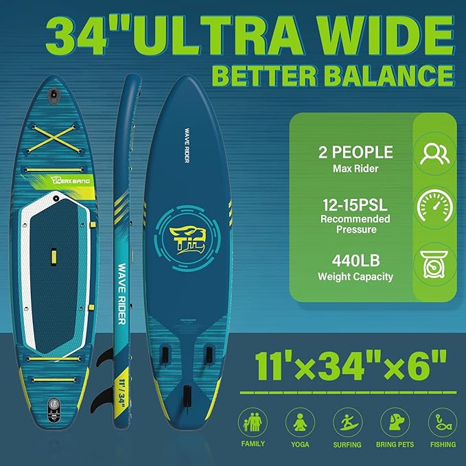 11'6"/11'/10' Inflatable Paddle Board with Complete Accessories, Versatile Premium Paddle Boards for Adults/Youth, Stand Up Paddle Board Polar/Wave/Sunny Wave Collection