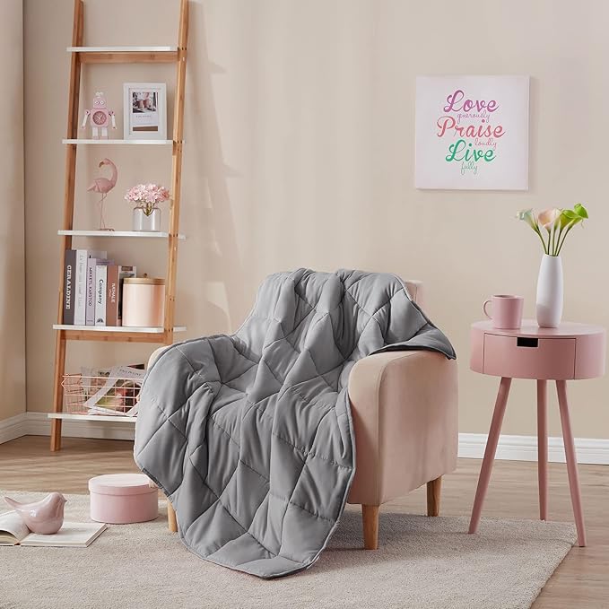 L'AGRATY Weighted Blanket Kids- 40"x60" 10lbs Cooling Breathable Microfiber Material with Glass Beads Small Blanket for All-Season Summer Fall Winter Soft Thick Comfort