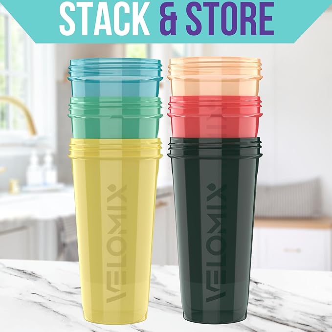 '-6 PACK- 28 oz Protein Shaker Bottle for Protein Mixes - 6x Wire Whisk | Leak Proof Shaker Cups for Protein Shakes | Protein Shaker Bottle Pack | Protein Shake Cup (Hawai Shadows)