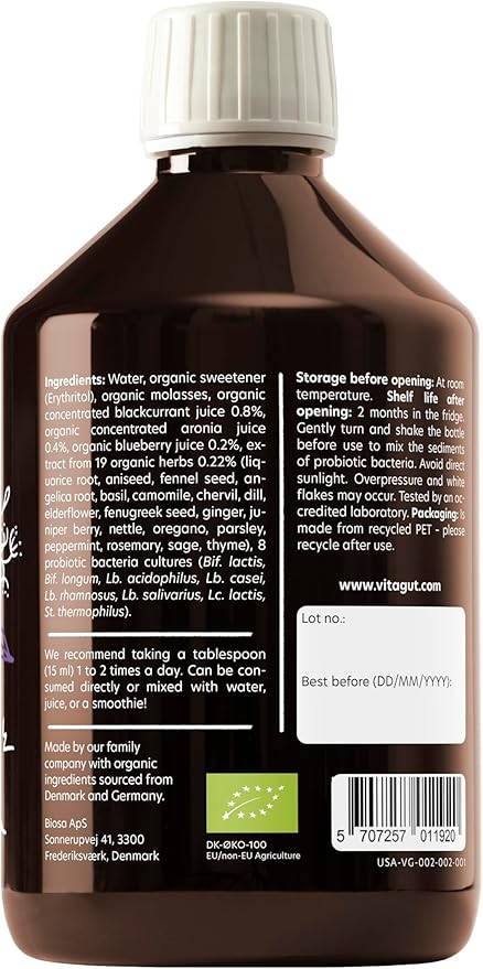 Liquid Probiotic, Prebiotics & Postbiotics 3-in-1 Organic, Live Probiotics for Women & Men - Probiotics for Digestive Health, 50 Billion CFU, 19 Fermented Herbs, Vegan Probiotic for Gut Health