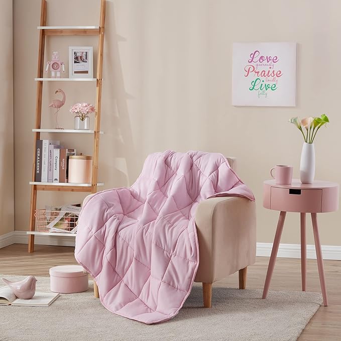 L'AGRATY Weighted Blanket - 40"x60" 10lbs Cooling Breathable Microfiber Material with Glass Beads Small Blanket All-Season Summer Fall Winter Soft Thick Comfort