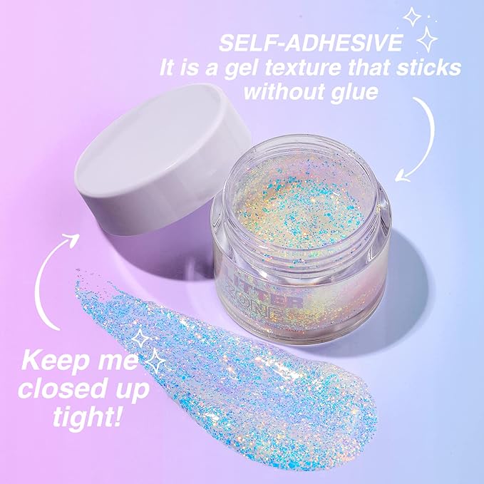 LANGMANNI Holographic Body Glitter Gel for Body, Face, Hair and Lip.Color Changing Glitter Gel Under Light. Vegan & Cruelty Free-1.35 oz (1# Golden Ocean+2# Sparkling Pink)