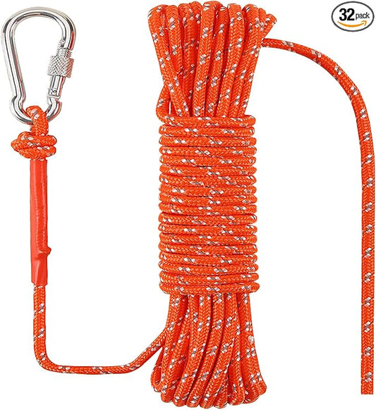 1/4 in (6mm) x 32 Ft (10Meter) Marine Floating Rope for Boating, Fishing, Rafting, Camping, Hiking, Hunting, Anchor, Mooring, Dock Lines, Kayak, Canoe, Rescuing Reflective Orange