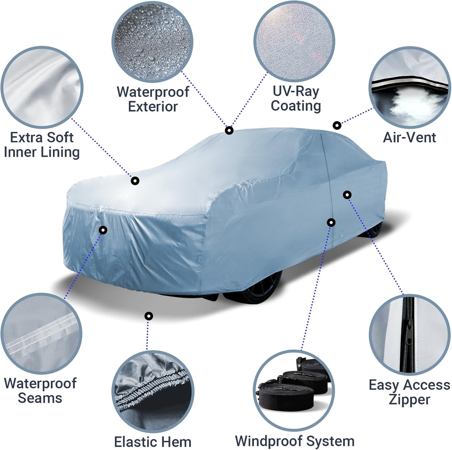 iCarCover Custom Car Cover for Plymouth Roadrunner, Waterproof All-Weather Rain Snow UV Sun Protector Full Exterior Indoor Outdoor Car Cover with Strap (Year Fits 1968-1972)