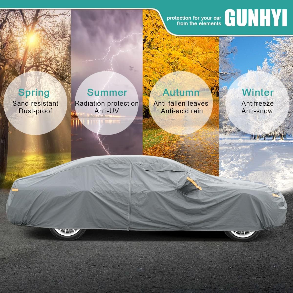 Premium Car Cover Custom Fit Subaru CrossTrek (2013-2024), 16 Layers Heavy Duty Car Cover Waterproof All Weather with Zipper Door for Sun Rain Snow Dust Uv Protection