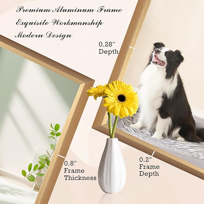 30x30 Inch Orange Gold Bathroom Mirror for Wall, Aluminum Frame Rectangle Rectangular Vanity Mirror, Modern Large for Bedroom, Living Room, Horizontal or Vertical