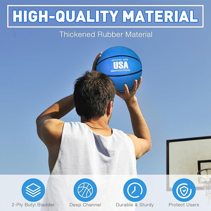 Libima 4 Pcs Rubber Basketball with Pump Official Size Indoor Outdoor Basketball Game Practice Training Kid Teen Women Men Streetbball Sport Gift Back to School