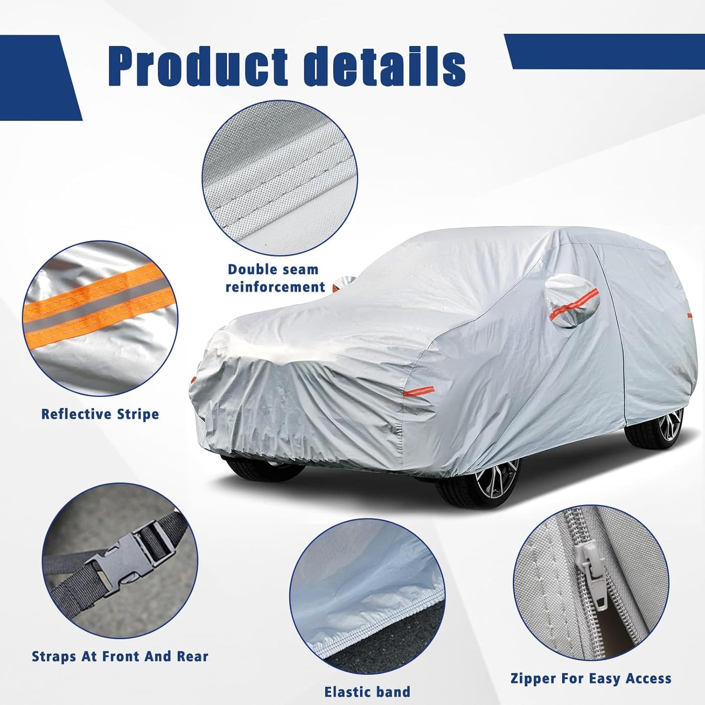 Kayme 6 Layers SUV Car Cover Custom Fit for Ford Escape (2000-2025) Waterproof All Weather for Automobiles, Outdoor Full Cover Rain Sun UV Protection.Silver