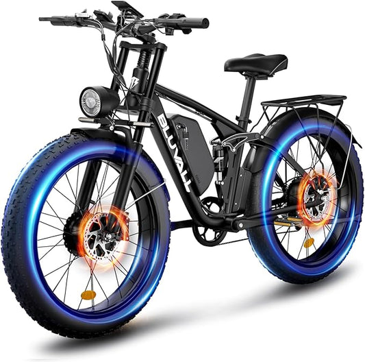 2000W(Peak 3000W) Electric Bike for Adults，Dual Motor E Bike 35MPH 80 Mile with 52V 22.4AH（1164WH Battery, 26” Fat Tire All Terrain Ebikes,Full Suspension Long Range E Bikes