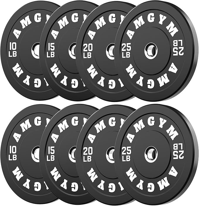 2 Inch Bumper Plates，10-500lbs，Barbell Rubber Olympic Weight Plates Set for Home Gym, Strength Training & Weight Lifting, Multiple Options Colors