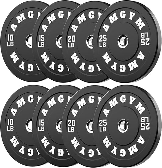 2 Inch Bumper Plates，10-500lbs，Barbell Rubber Olympic Weight Plates Set for Home Gym, Strength Training & Weight Lifting, Multiple Options Colors