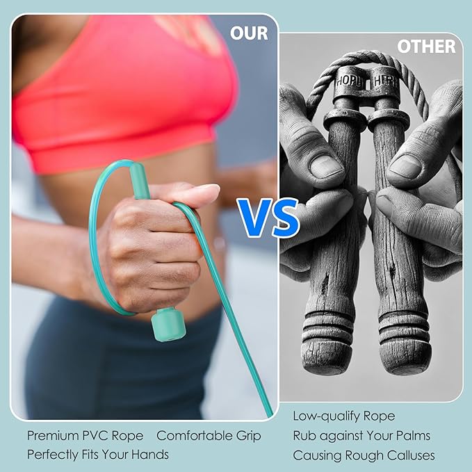 2 Pack Jump Rope for Fitness, Speed Rope Skipping Rope for Men, Kids and Women, Jumping Rope for Workout, Tangle-Free PVC Long Jump Rope Set, Adjustable Exercise Jumping Rope Boxing for Adult