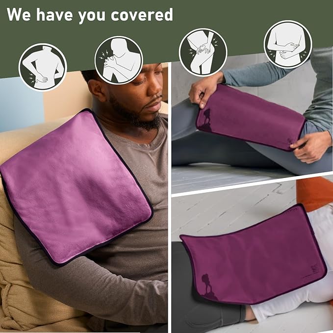 Large Ice Packs for Injuries Reusable - Soft Gel Hot and Cold Packs for Injuries, Hip, Shoulder, Back Pain Relief - 12" x 15" - Purple