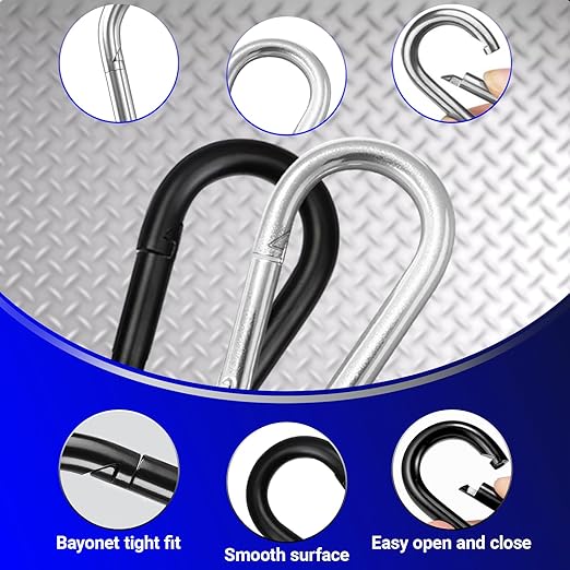 150 Pcs 2.36" M6 Spring Snap Hook Carabiners - Heavy Duty Galvanized Steel Keychain Clips for Hammock, Swing, Camping, Hiking & Outdoor Gear (Sliver)