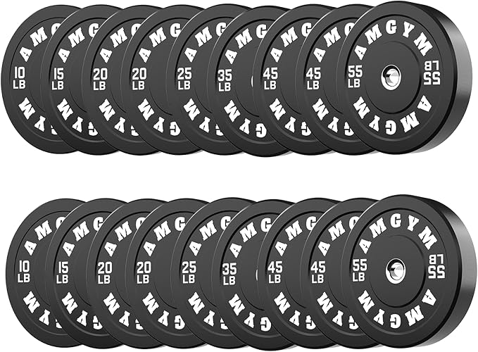 2 Inch Bumper Plates，10-500lbs，Barbell Rubber Olympic Weight Plates Set for Home Gym, Strength Training & Weight Lifting, Multiple Options Colors