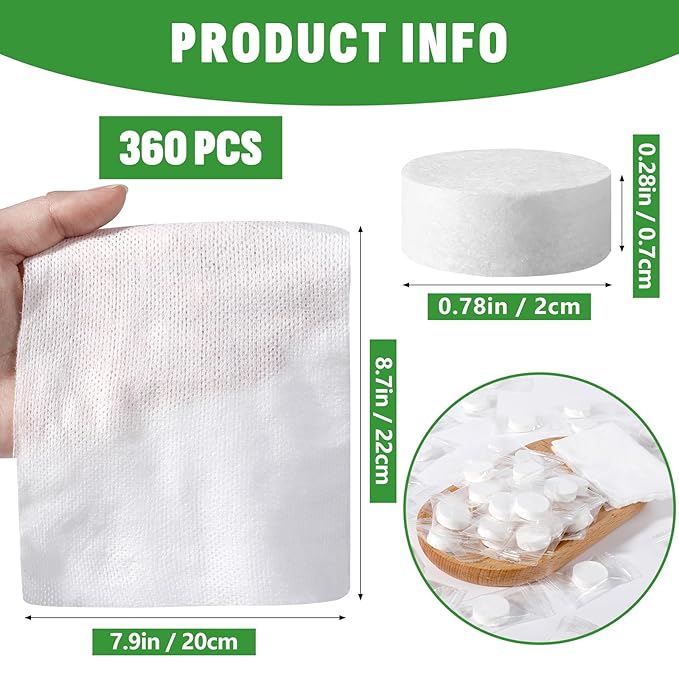 360 PCS Compressed Towel, Mini Compressed Towel Tablets, Disposable Compressed Face Towels, Camping Towel, Portable Bulk Compressed Coin Tissues for Home, Travel, Outdoor Sports