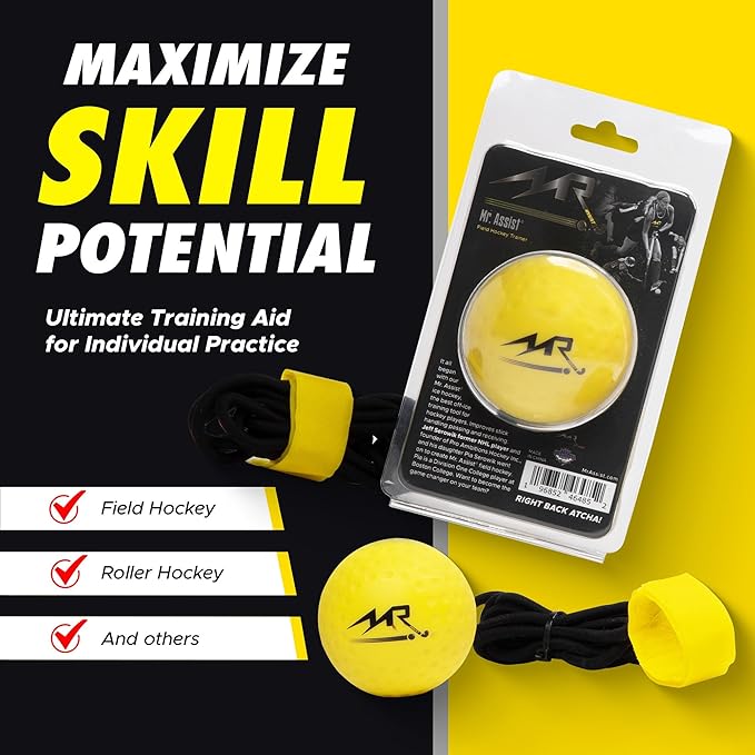 LLC - Hockey Trainer, Professional Field Hockey Ball for Solo Hockey Training, Off-Field Speed Training System, Hockey Stick Handling Balls, Portable with Sturdy Bungee Line, 1 Count