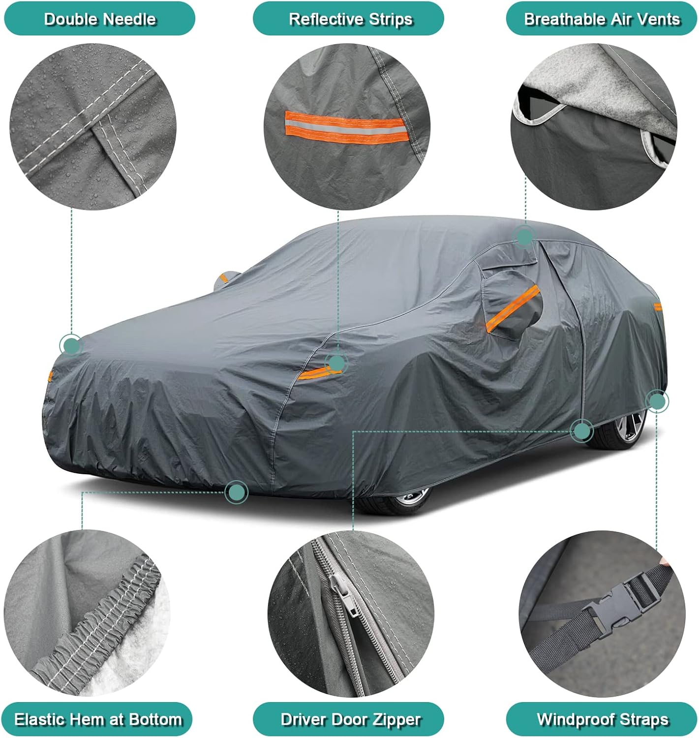 Premium Car Cover Custom Fit Subaru CrossTrek (2013-2024), 16 Layers Heavy Duty Car Cover Waterproof All Weather with Zipper Door for Sun Rain Snow Dust Uv Protection