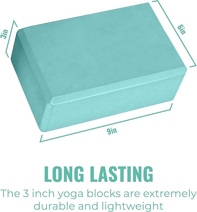 3" Yoga Block, 10 Pack Bulk EVA Foam Yoga Blocks, Firm and Supportive Yoga Brick, Balance Foam for Stretching, Pilates, and Workout, 3" x 6" x 9"