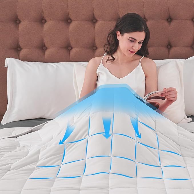 King Size Weighted Blanket for Adults (20 lbs, 80” x 87”, White) Cooling Heavy Blanket for Sleeping Perfect for 190-210 lbs, Breathable Blanket for Adults & Couple All Season, Machine Washable