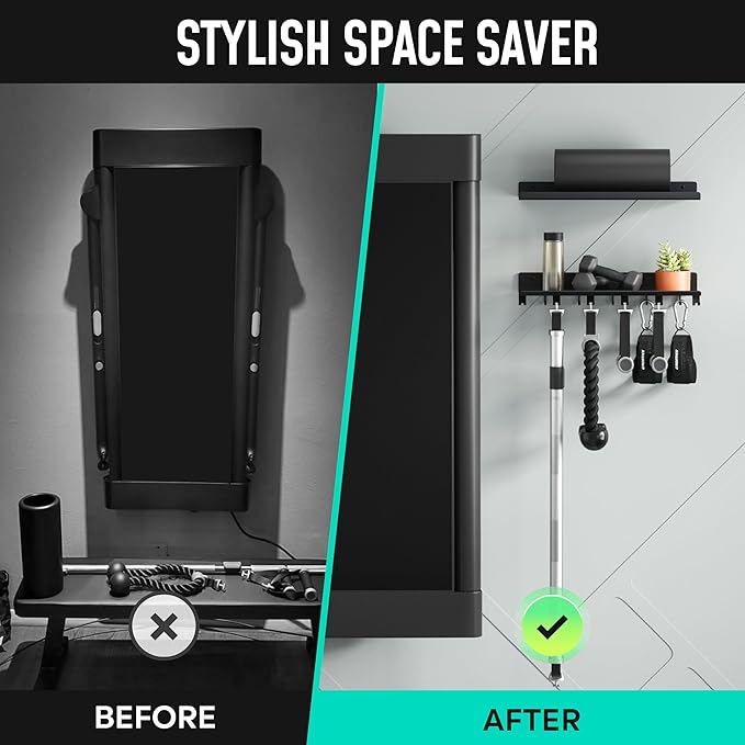 2-Tier Floating Shelf Compatible with Tonal Accessories, Home Gym Storage Shelf, Gym Rack Wall Mount Organizer, Workout Metal Holder, T-Bracket Lock Adapters Hanger, US Patent Holding