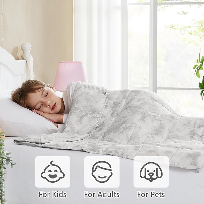 L'AGRATY Weighted Blanket - 40"x60" 7lbs Cooling Breathable Microfiber Material with Glass Beads Small Blanket for All-Season Summer Fall Winter Soft Thick