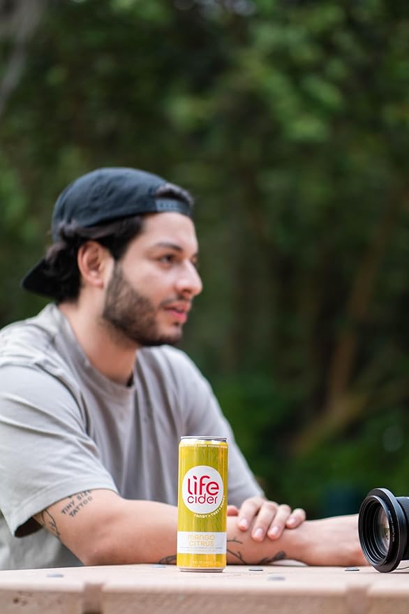 Life Cider | 12 Pack (12 Fl Oz) | Mango Citrus | Sparkling Apple Cider Vinegar Beverage | Digestive Health & Immunity Benefits | Low Calorie & Low Carb Drinks | Vitamins C, D3, Zinc, B12