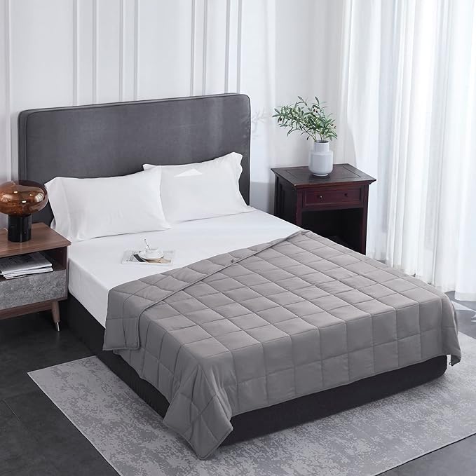 L'AGRATY Weighted Blanket - 60"x80" 25lbs Cooling Breathable Heavy Blanket Microfiber Material with Glass Beads for Adult All-Season Summer Fall Winter Soft Thick Comfort