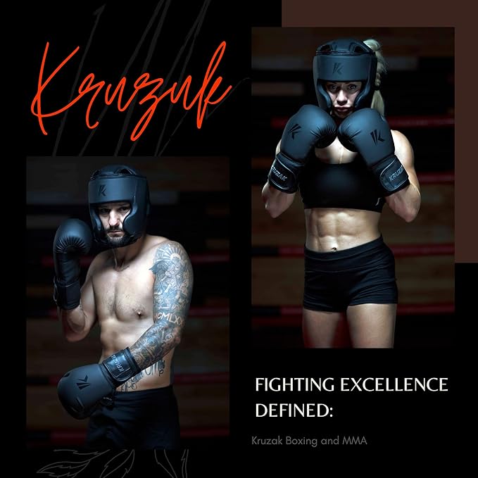 Kruzak Matte Black Boxing Gloves and Pads, Boxing Gloves Training Set for Kickboxing and Muay Thai MMA Training - Boxing Kit for Adults with Punching Pads for Martial Arts and Karate