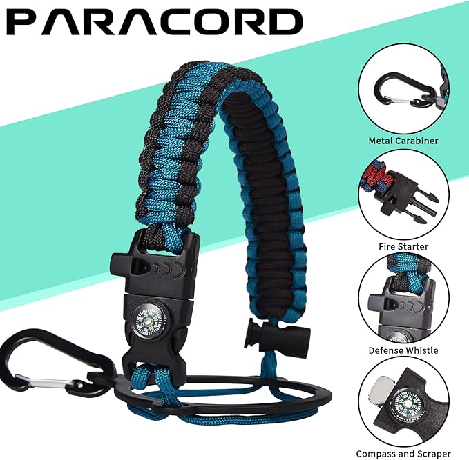 1 Gallon Water Bottle Stainless Steel - 128oz Insulated Flask Water Bottle with Sleeve Strap, Big Water Jug with Straw & Spout Lid, Gym Camping Gallon Water Bottle w/Paracord Handle, protective Boot