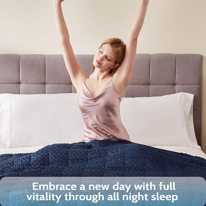 L'AGRATY Weighted Blanket for Adult - 48"x72" 20lbs Minky Dots Heavy Blanket with Glass Beads: Soft Breathable for All-Season Summer Fall Winter Thick Comfort for Sleeping