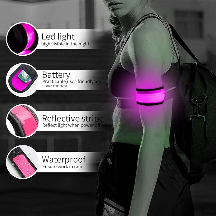 LOBKIN Safety Bracelets, LED Slap Armband Kids Walking at Night Safe LED Light Wrist Light Reflective Belt, Magic Band Running Lights for Runners