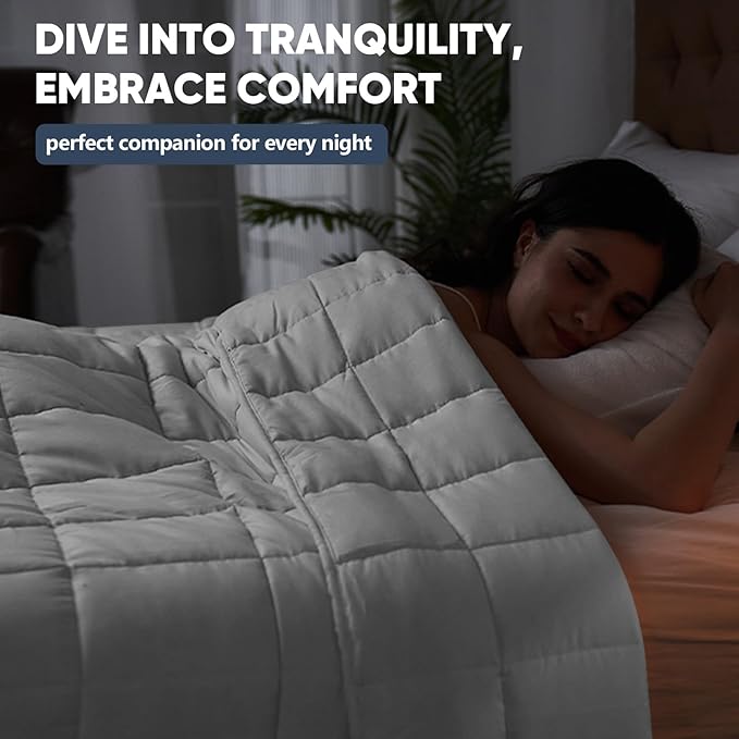 King Size Weighted Blanket for Adults (20 lbs, 80” x 87”, White) Cooling Heavy Blanket for Sleeping Perfect for 190-210 lbs, Breathable Blanket for Adults & Couple All Season, Machine Washable