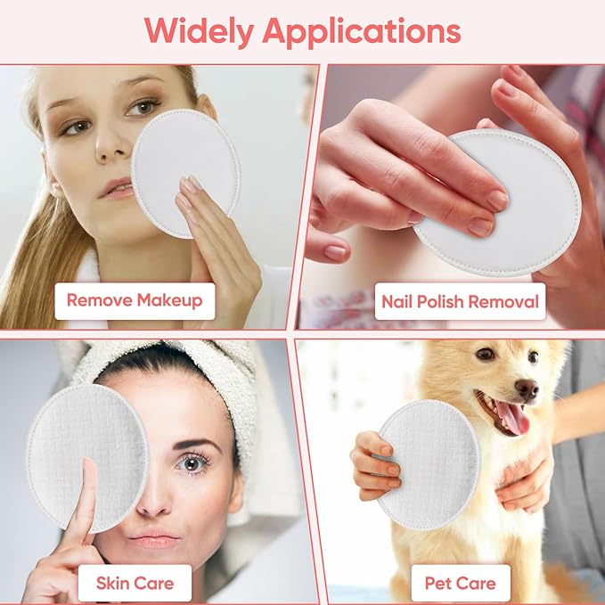 Large Oval Cotton Pads, 70 Count, 3-Layer, Dual Textured Design, Lint-Free, Ultra-Soft Cotton Oval for All Skin Types Cotton Pads for Makeup Removal, Cleansing, Skin Care etc.