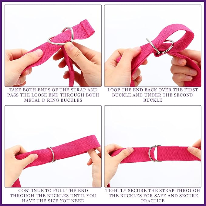 Leyndo 24 Pieces Yoga Strap Stretching Pilates Exercise Adjustable Straps 6 ft Non Elastic Yoga Belt with Adjustable D Ring Buckle for Pilates Gym Workouts Fitness