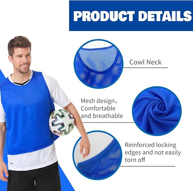 12/24/48PCS Pinnies Youth Team Pennies for Sports Kids and Scrimmage Vests for Soccer Basketball Jersey Practice