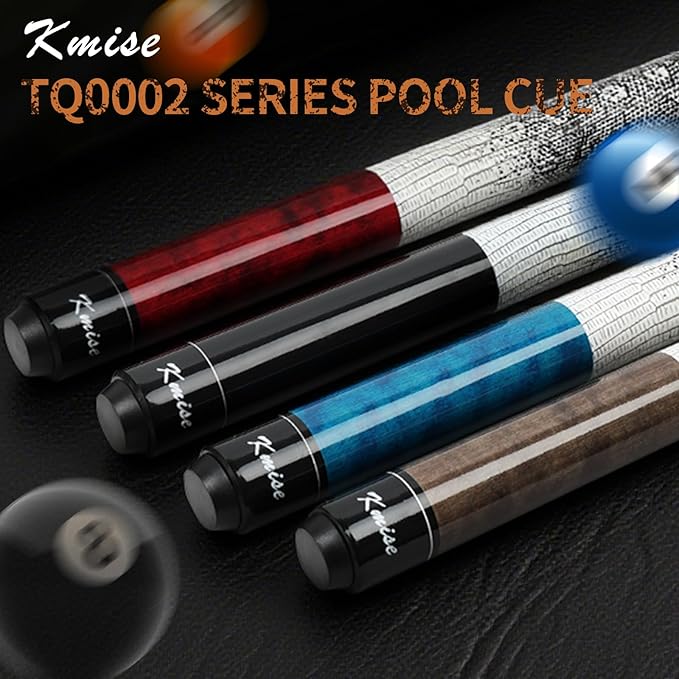 Kmise Professional Low-Deflection Pool Cue Stick, 58'' Canadian Hard Maple Wood Billiard Cue, 13mm Leather Tip, 3D Anti-Slip Grip, Precision Control for Adults/Beginners/Pros