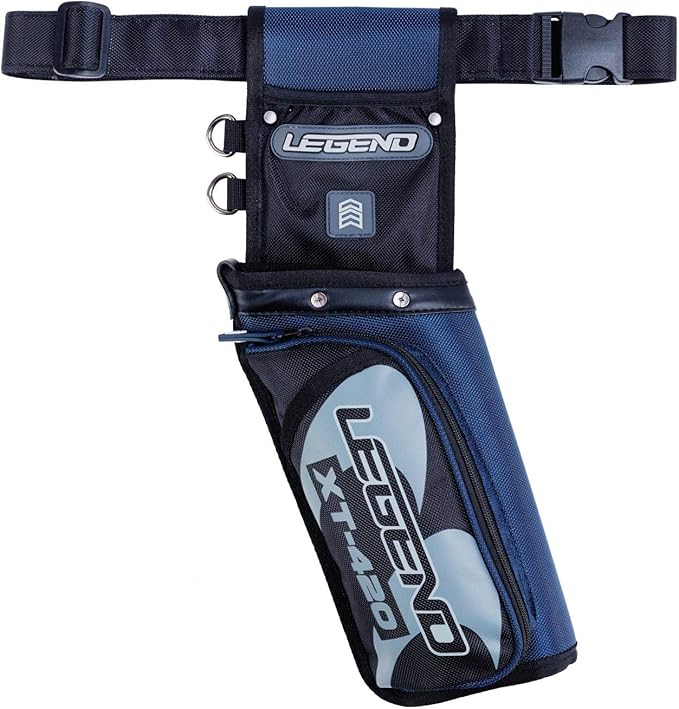 Legend XT420 Field Quiver - Left or Right-Handed Quiver Arrow Holder, Archery Quiver with 3 Arrow Tube, Durable Nylon Hip Quivers with Multiple Pockets for Archery Accessories, Score Card & Tools