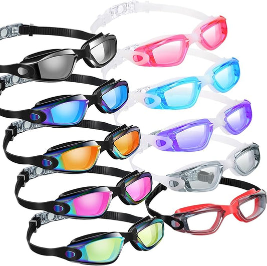 Konohan 10 Pack Swim Goggles Bulk for Kids adult Pool Goggles Anti Fog Silicone No Leak Swimming Glasses for Men Women Youth