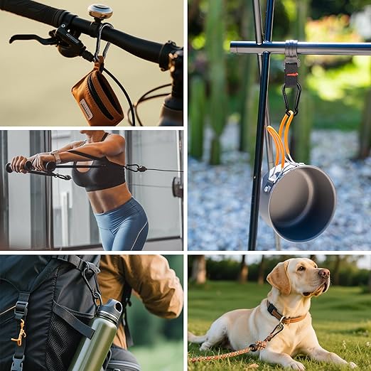 KINLINK 15 Pack Black Carabiner Clip, 1.97 inch Heavy Duty Spring Snap Hook, Small Caribeener Clips for Outdoor Camping, Swing Set, Hammock, Hiking Travel, Fishing, Quick Link Keychain